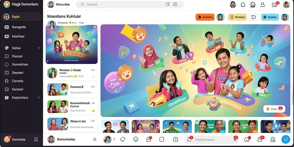 Grafis yang memikat dengan warna-warna cerah.