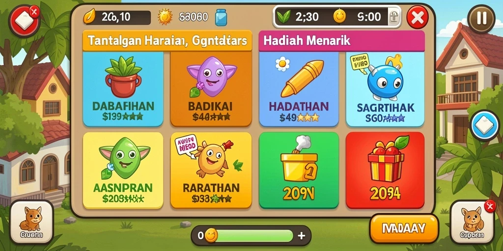 Screenshots menunjukkan aksi seru dalam permainan.