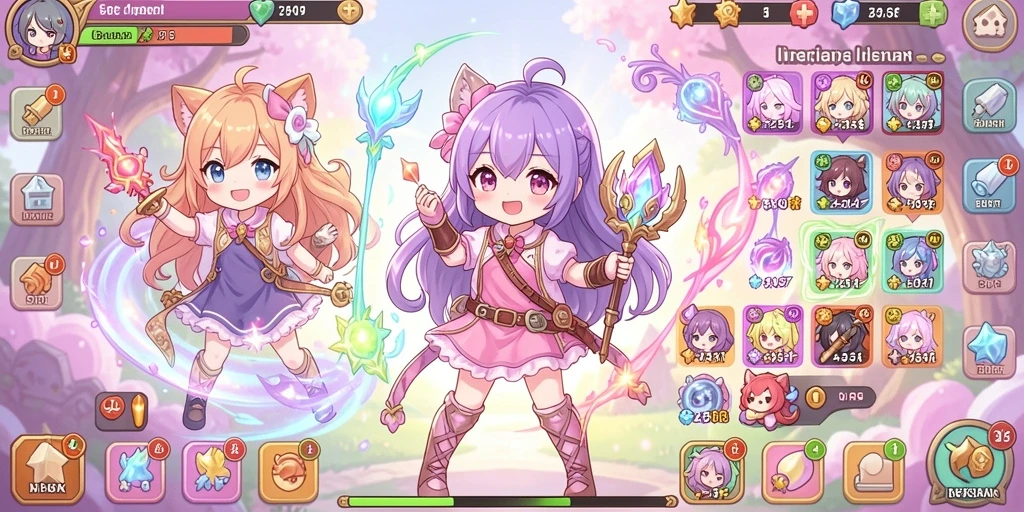 Ilustrasi dunia fantasi yang penuh warna dan detail.