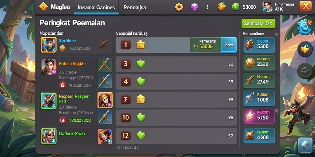 Statistik permainan yang informatif.